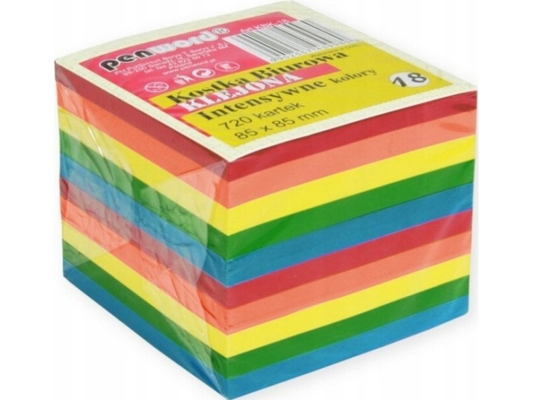 Polsirhurt Office sticky cube 720 ark 85x85x70mm intensiva färger KBK-18 | Papper & Emballage - Block & Post-It - Post-it | GameStuff