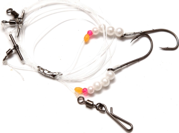 Imax Flounder Rig 1 Pearl White bead, 2 kroge #4 (42538)