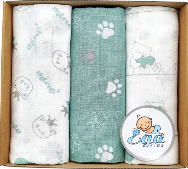 Egakids Große Mullwindeln Premium 70X80 Cm Bunt 3Er-Pack