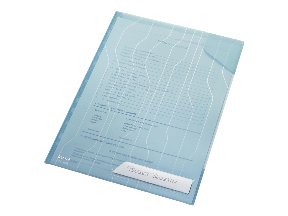 Leitz - L-Formet Mappe - For A4 (210 X 297 Mm) - Kapacitet: 40 Ark - Blå