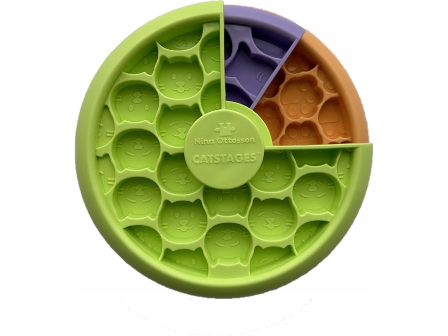 Nina Ottosson - Kitty Lickin Layer Slowfeeder I 3 Lag - Tip Bland Tørfoder Og Evt Vådfoder På Hver Sit Lag