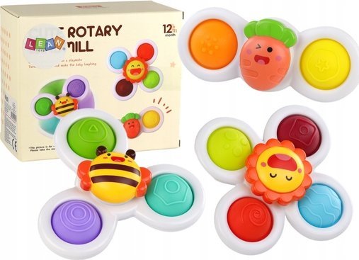 Leantoys Sensory Toy Spinners Biene Sonnenschein Karotte Saugnäpfe