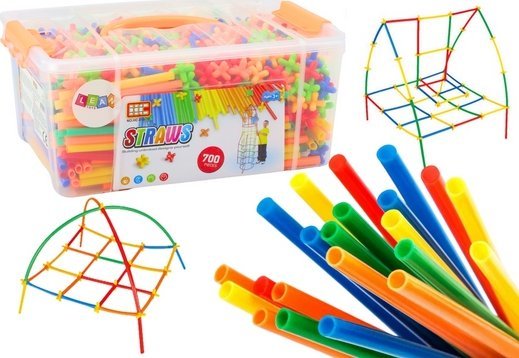 Leantoys Zestaw Slomek Für 3D-Konstruktionen In Box Bunt 800 Tlg