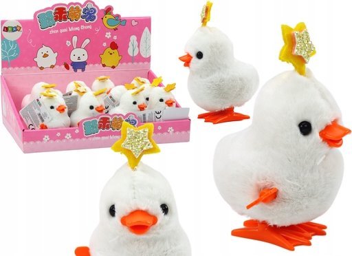 LeanToys hvid kylling med hvid stjerne, der springer