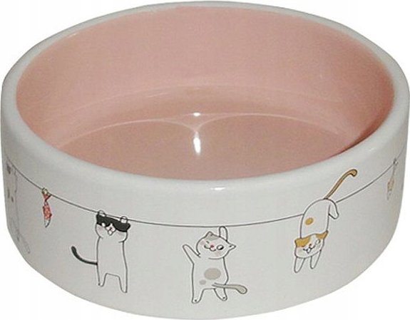 Yarro keramisk katskål motiv kat 12,5x4,5 cm mix farver