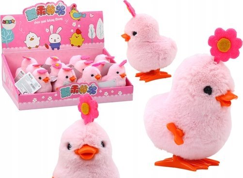 LeanToys Pink Leaping Chicken Skruekylling med blomst