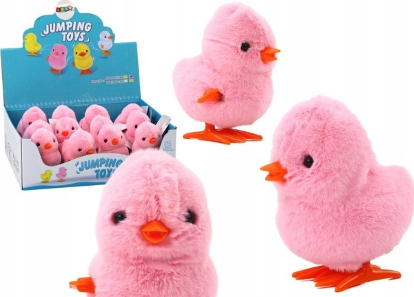 LeanToys Hoppende kylling skrue-plys legetøjsornament Pink