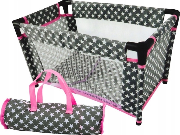 Lean Toys Žvaigždėta lovytė lėlėms Alice pilka rožinė