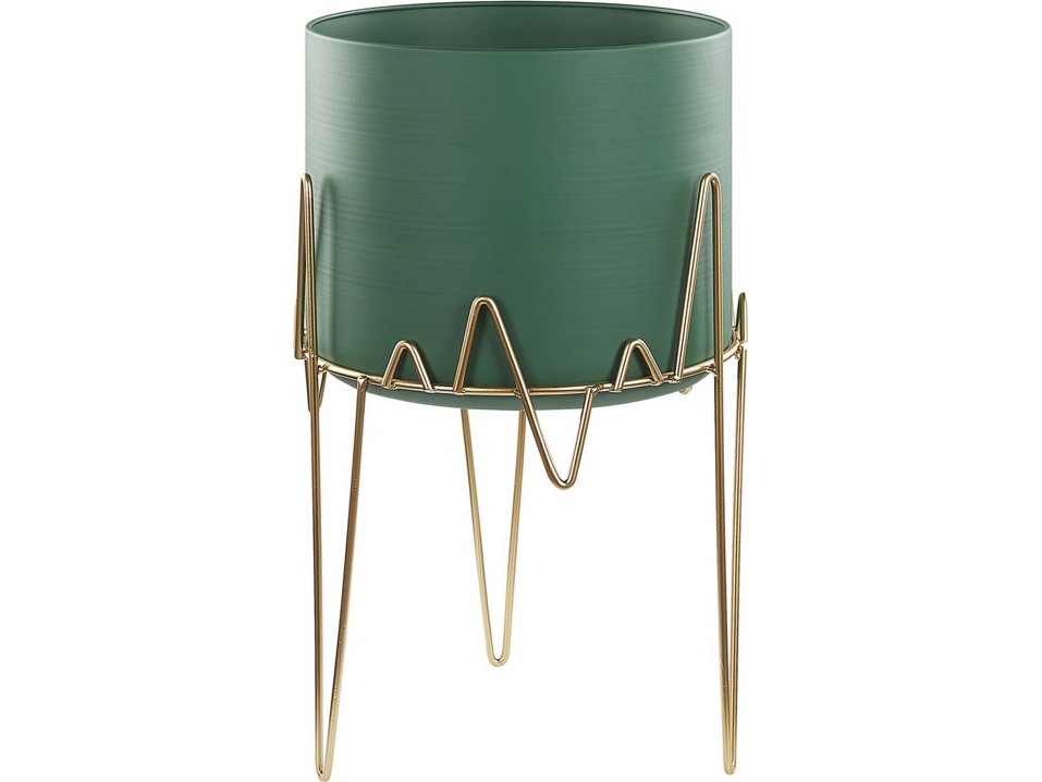 Shumee Doniczka na stojaku metalowa 28 x 28 x 50 cm grøn/guld KALANDRA