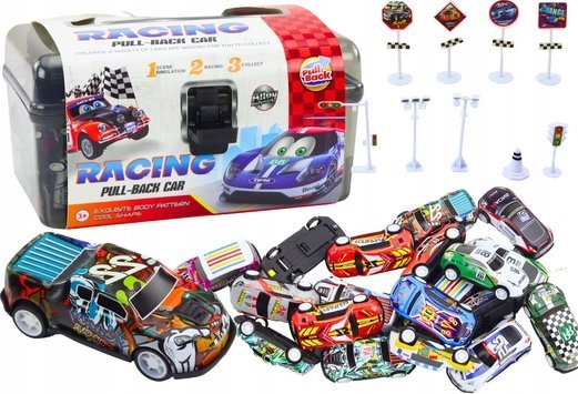 Lean Toys 25 Dalių Automobilių Ir Kelio Ženklų Rinkinys Lagamine
