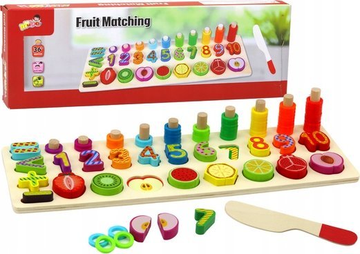 LeanToys Educational Wooden Board Sorter Learning Maths Fruits