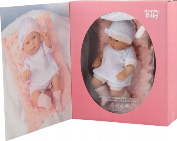 Leantoys Babypuppe In Weißem Pyjama Mit Mütze, Kolderka, Kuschelkissen