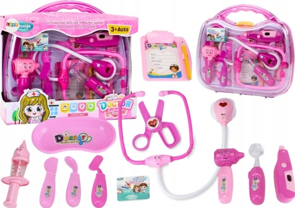 Lean Toys Medicininis rinkinys vaikams „Little Doctor“ su garsais ir šviesomis, rožinis