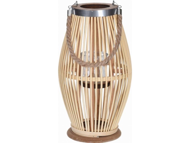 KMTP bambu lyhty naturlig 21x38 cm lasisella sisäkkeellä