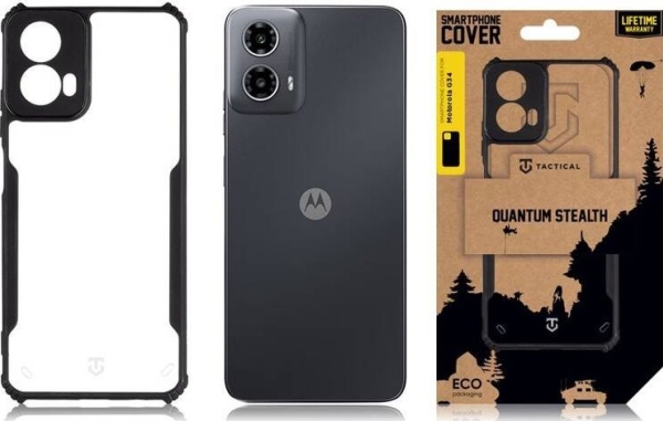 Tactical Quantum Stealth Cover For Motorola G34 Clear/Black Standard