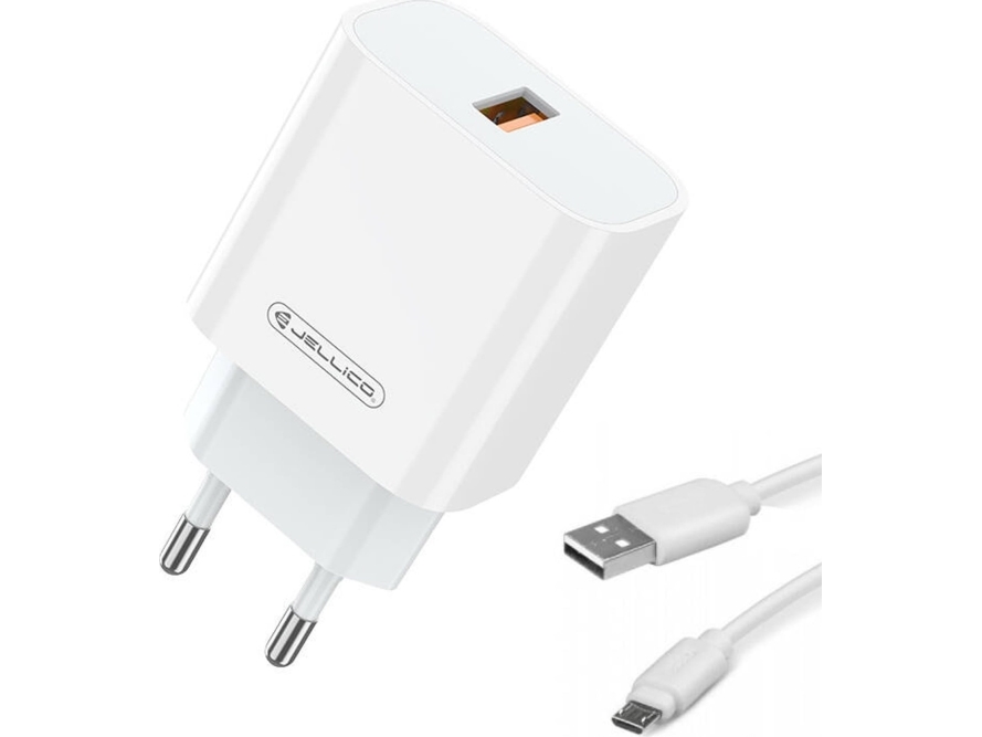 Jellico Netoplader 22,5W Qc3.0 Usb + Micro Usb-Kabel Ak165 Hvid