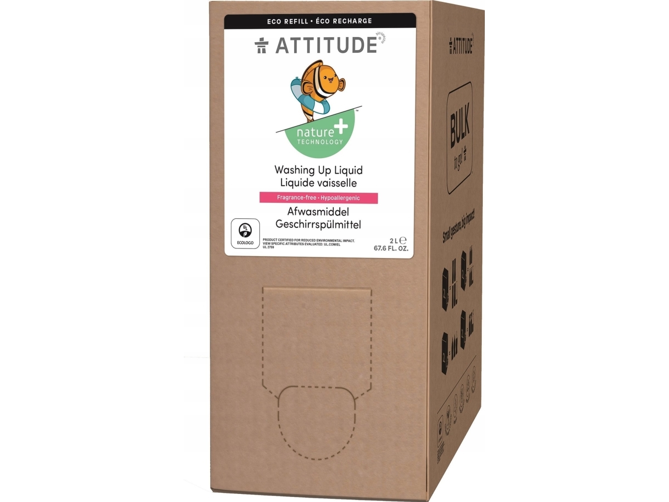 Attitude Attitude, Flaske- og opvaskemiddel, uparfumeret, 2L