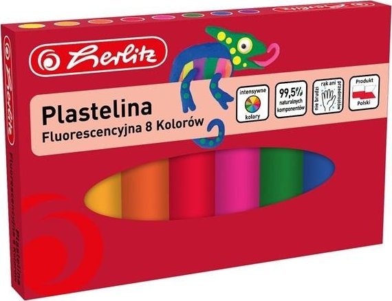 Herlitz Plastic Plate 8Colour Fluo Her Wb