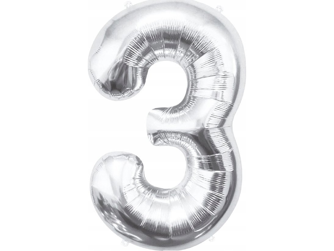 GoDan Balon foliowy B& C Cyfra 3 srebrna 85cm BC-HSR3