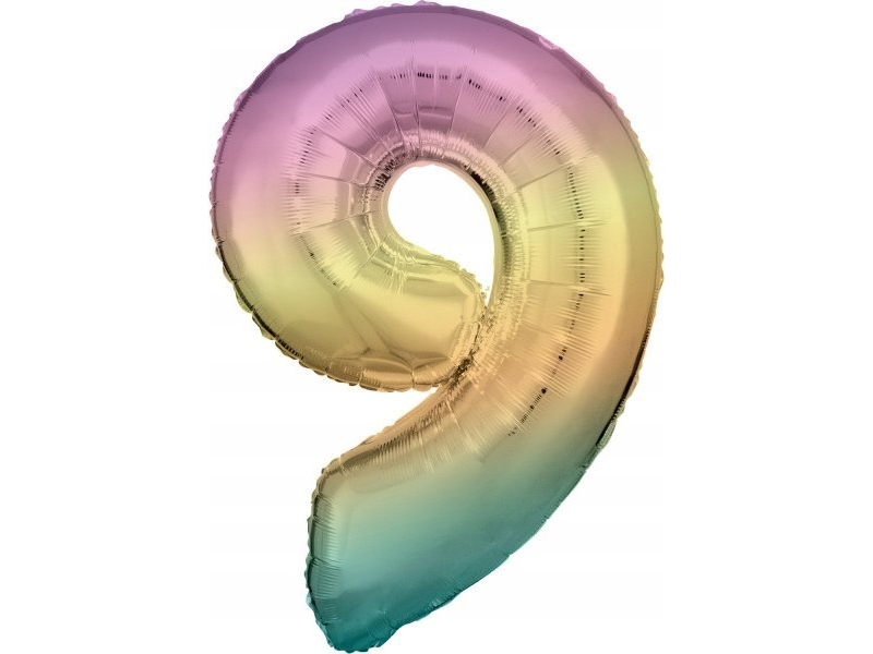 Foil balloon large number 9 Rainbow Pastel 60x86cm N34 packed 9909707 | Trädgården - Pools & Vatten spel - Poolleksaker | GameStuff