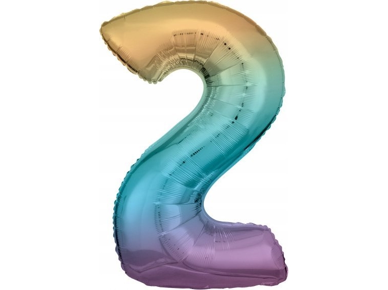 AMSCAN Folieballon stor nummer 2 Rainbow Pastel 57x86cm N34 pakket 9909700