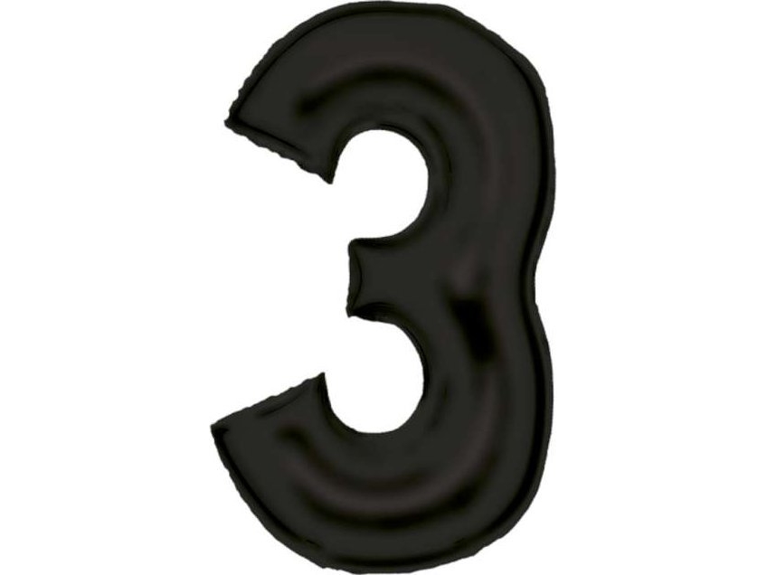 AMSCAN Folieballon nummer 3 satin sort 86cm N34 pakket 9917305