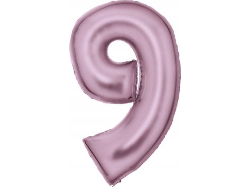 Folienballon Nr. 9 Satin Pastellrosa 86 Cm, Verpackt 9917331
