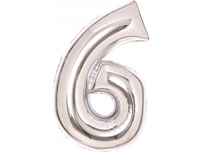 Folienballon Nummer 6 Silber 46X66 Cm 9913231