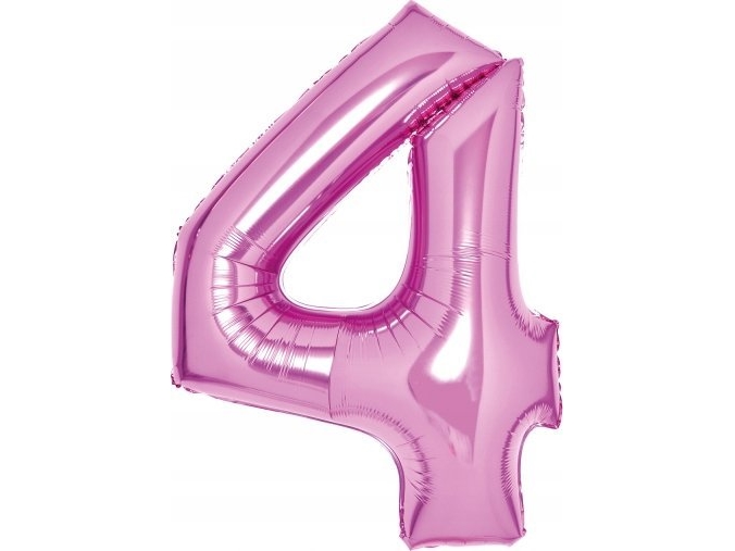Folieballon nummer 4 pink 51x66 cm (N26) pakket 9914044
