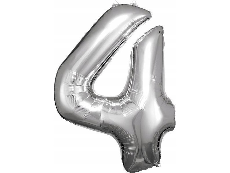 Folienballon Large Number 4 Silber 65X86 Cm N34 Verpackt 9906289