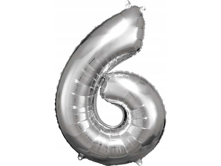 Amscan Folienballon Groß Nummer 6 Silber 60X86cm N34 Verpackt 9906291