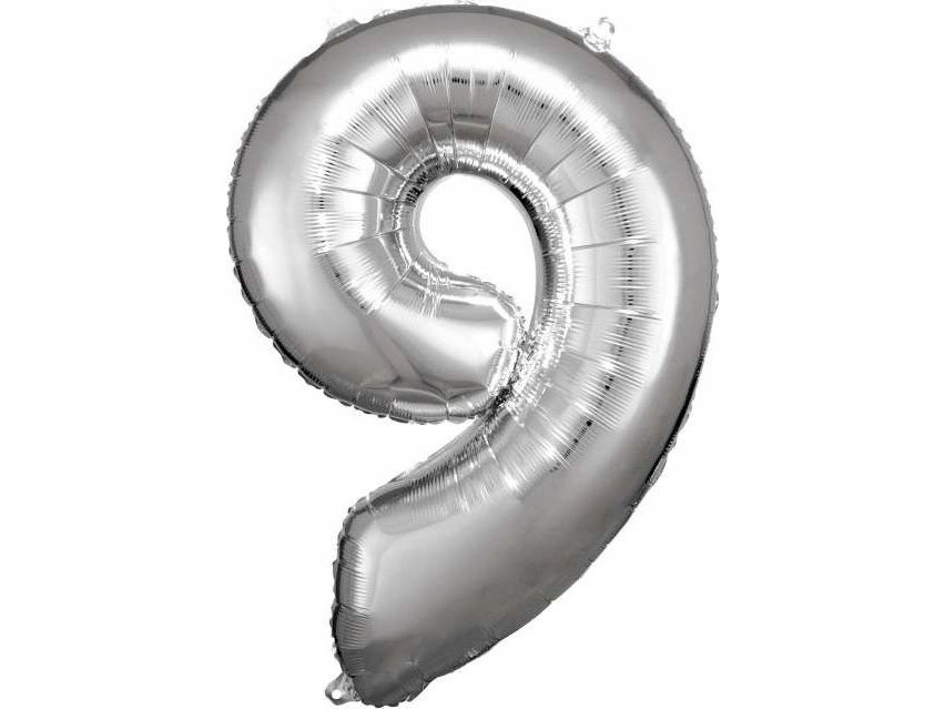 Amscan Folienballon Groß Nummer 9 Silber 60X86cm N34 Verpackt 9906294