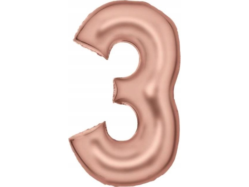 Amscan Folienballon Nummer 3 Satiniert Rosa Gold 86Cm 9917315