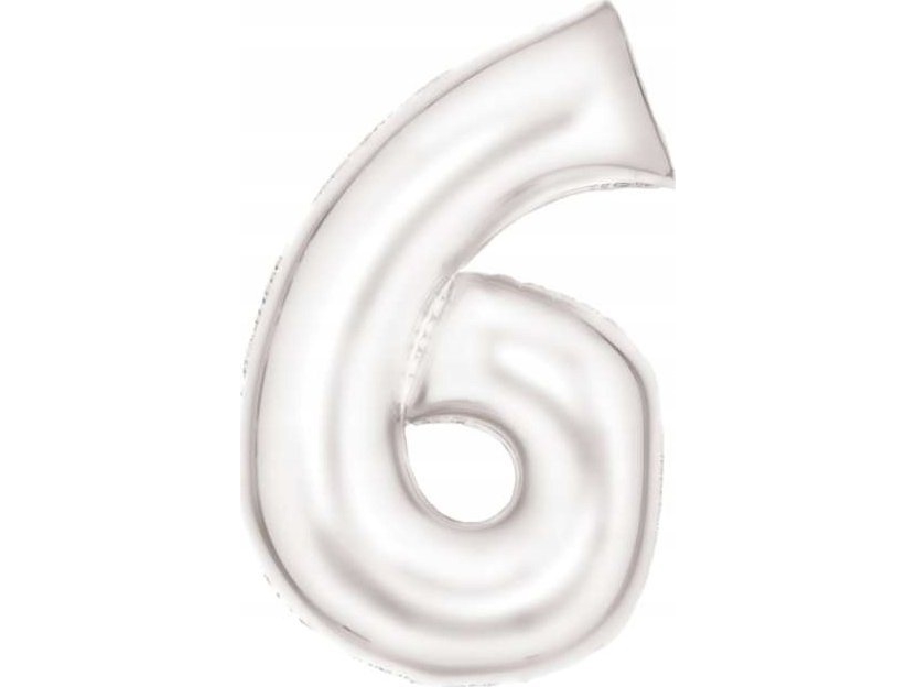 Folieballong nummer 6 satinvit 86 cm 9917298 | Skola & Hobby - Festdekorera - Ballonger | GameStuff