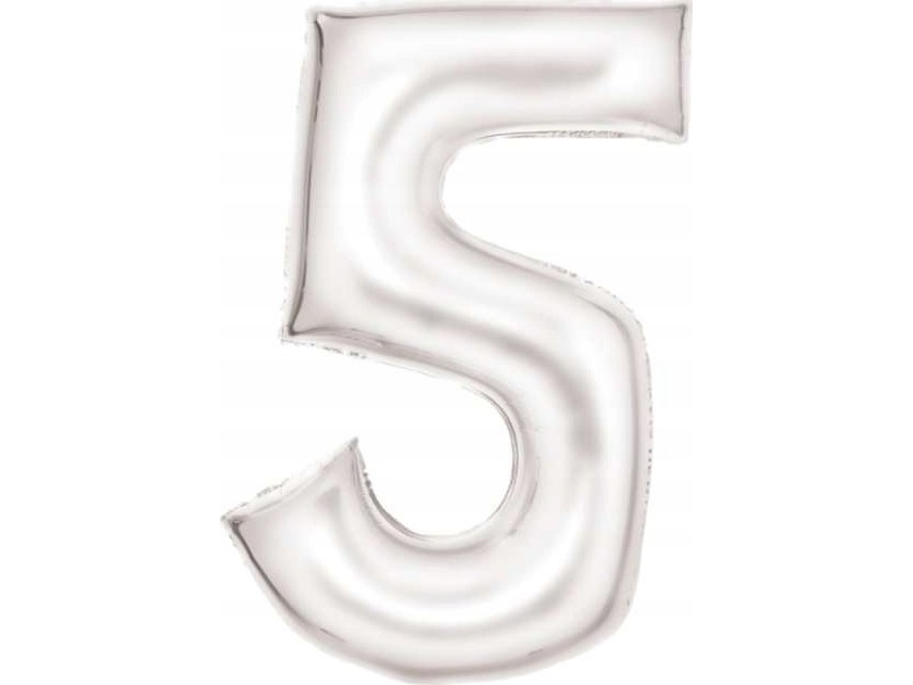 Folieballong nummer 5 satinvit 86 cm 9917297 | Skola & Hobby - Festdekorera - Ballonger | GameStuff