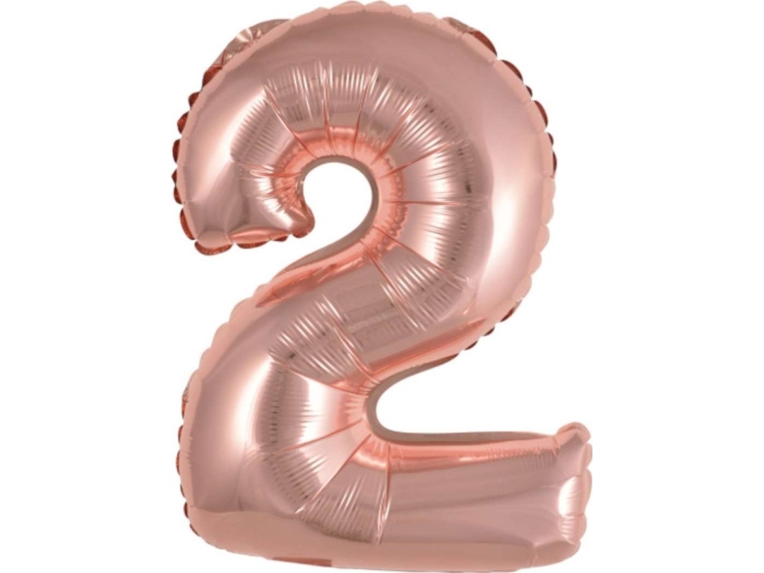 AMSCAN mini folieballon mini-ciffer 2 lyserosa guld 37,5x40 cm 9909690
