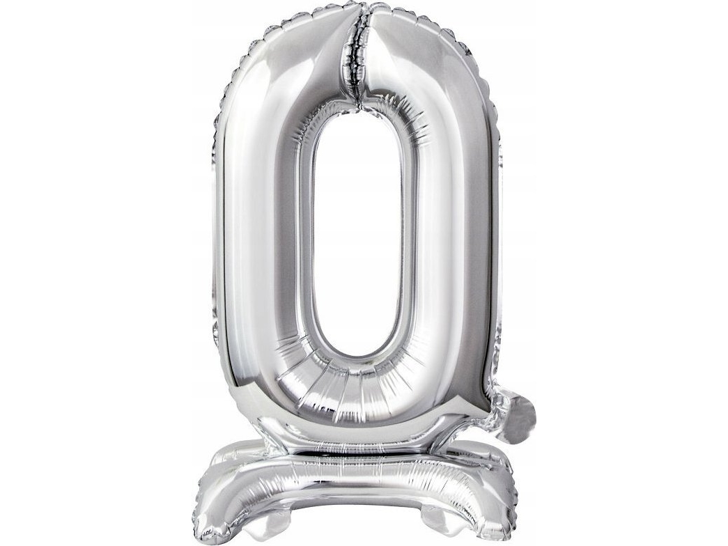 AMSCAN mini folieballong siffra 0 med silverfot 22x40 cm | Skola & Hobby - Festdekorera - Ballonger | GameStuff