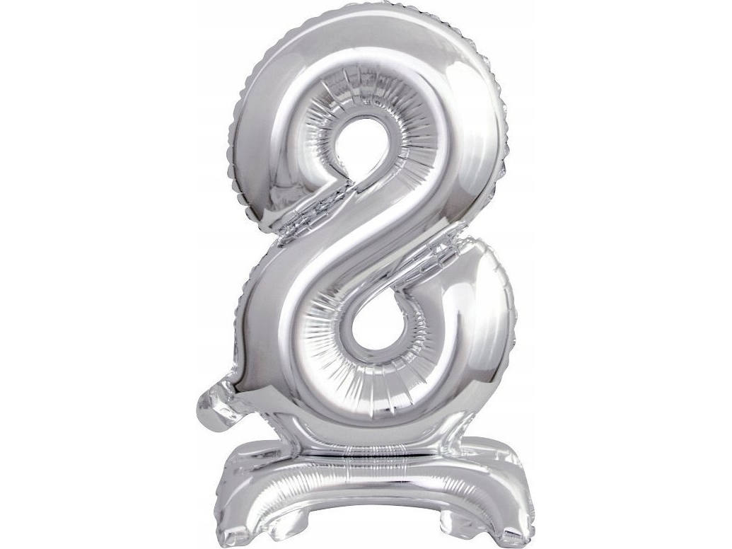 Amscan Folienballon Mini-Zahl 8 Mit Standfuß Silber 22X40 Cm 9911731