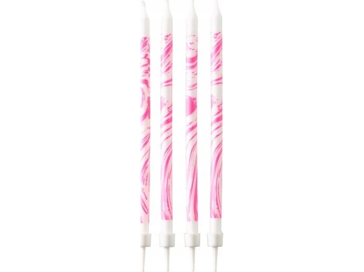 AMSCAN Fødselsdagslys lyserød marmoreret 12 stk 9904358
