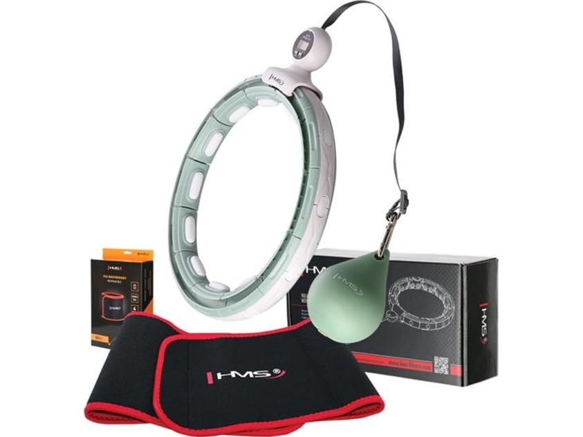 HMS magnetisk hula hoop sæt GREEN HHM15 med tæller + slanke-/udskiftningsbælte BR163 RED