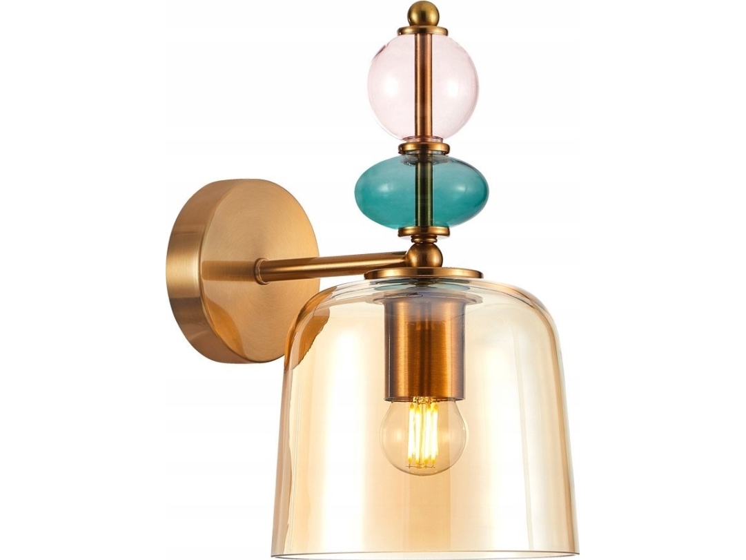 Væglampe Italux Namos WL-27092A-MC-BRO moderne i metal og glas 1x40W E27 guld/multifarvet