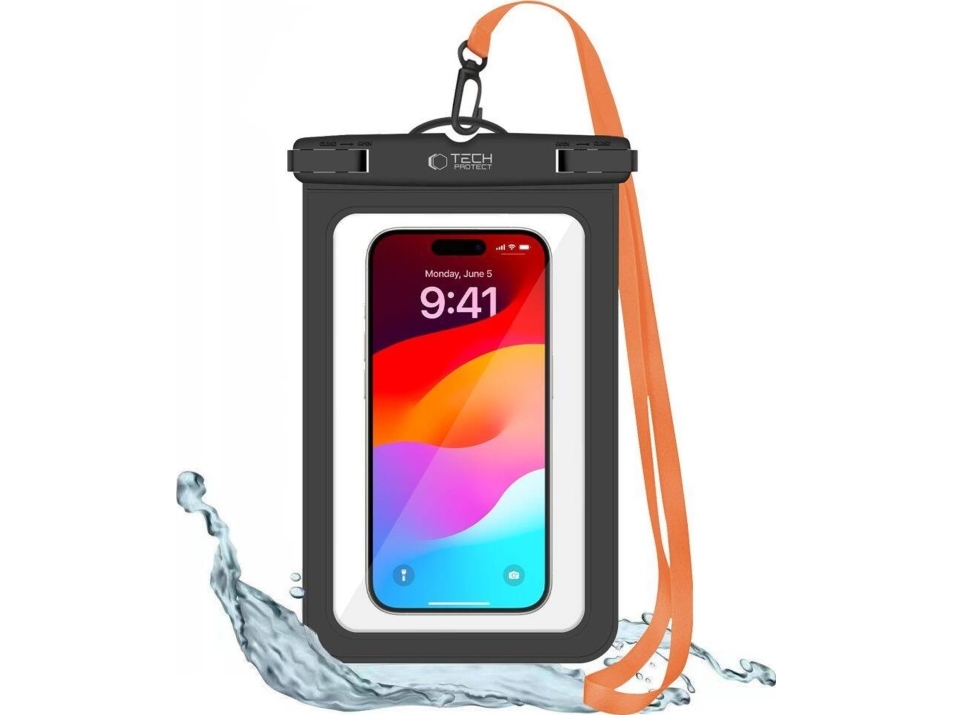 Tech-Protect Waterproof Case UWC9 vandtæt til enheder op til 8,9 - sort og orange