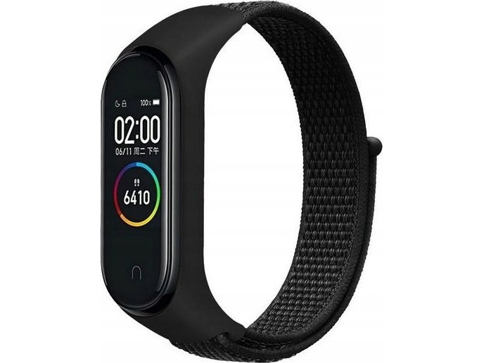 Beline Beline Mi Band 7/6/5/4/3 Nylonloop Armband Schwarz/Schwarz