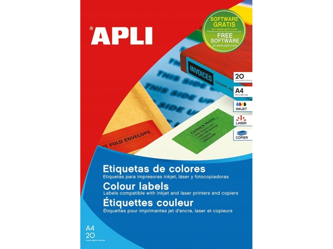 Apli APLI farveetiketter, 70x37mm, afrundet, grøn, 20 buer.