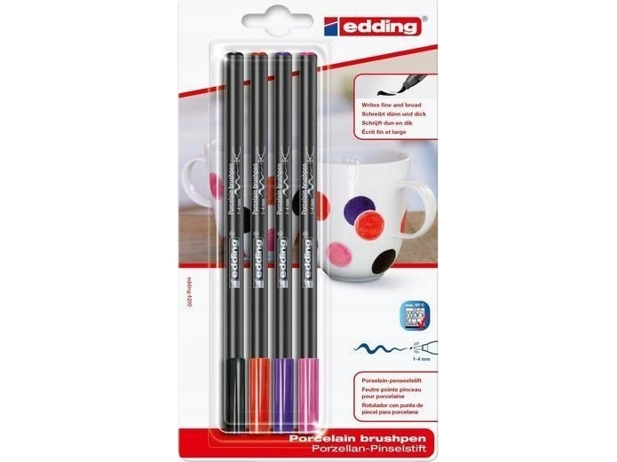 Edding Porzellanmarker E-4200, 1–4 Mm, 4 Farben, Blister