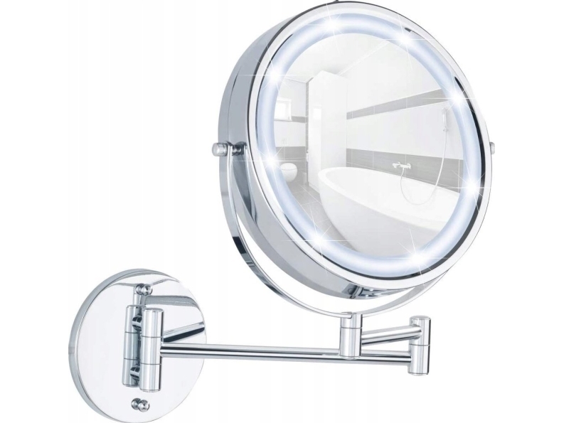 Wenko kosmetisk spegel Väggmonterad Power-Loc LUMI kosmetisk spegel med LED-belysning, förstoring x5, WENKO | Smink - Sminktillbehör - Sminkspeglar | GameStuff