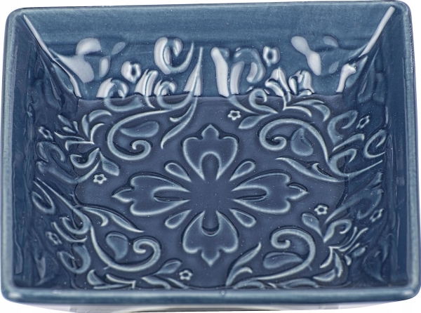 Wenko Stylowa sæbeskål med mønstre rustik ornament keramik, mørkeblå