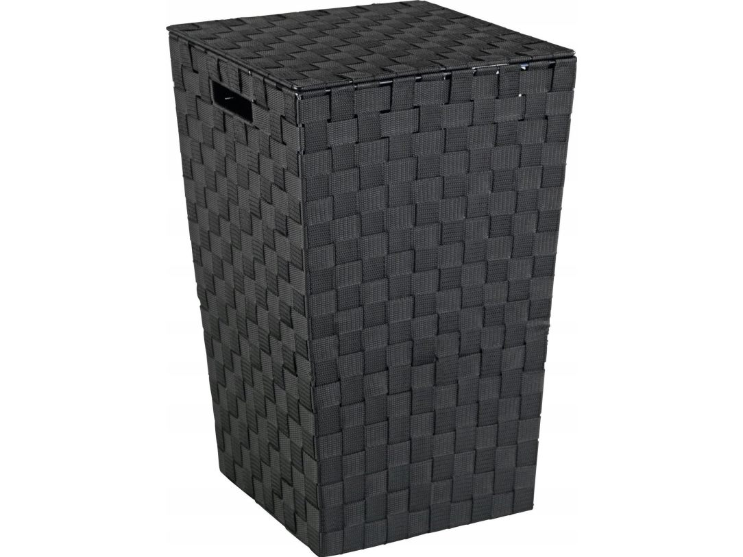 Wenko vasketøjskurv Dekorativ vasketøjskurv Adria, låsbart design, to håndtag til nem transport, 48 liter, farve sort, mærke WENKO