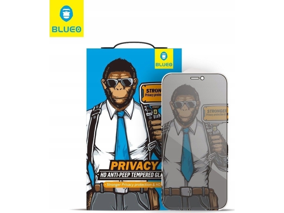 Blueo Szklo Hærdet 5D Mr. Monkey Glass Til Apple Iphone 13 Pro Max / 14 Plus Sort (Strong Privacy)