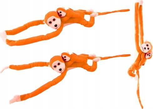 Leantoys Bamse-Udstoppet Malpka Med Barn Orange 90 Cm